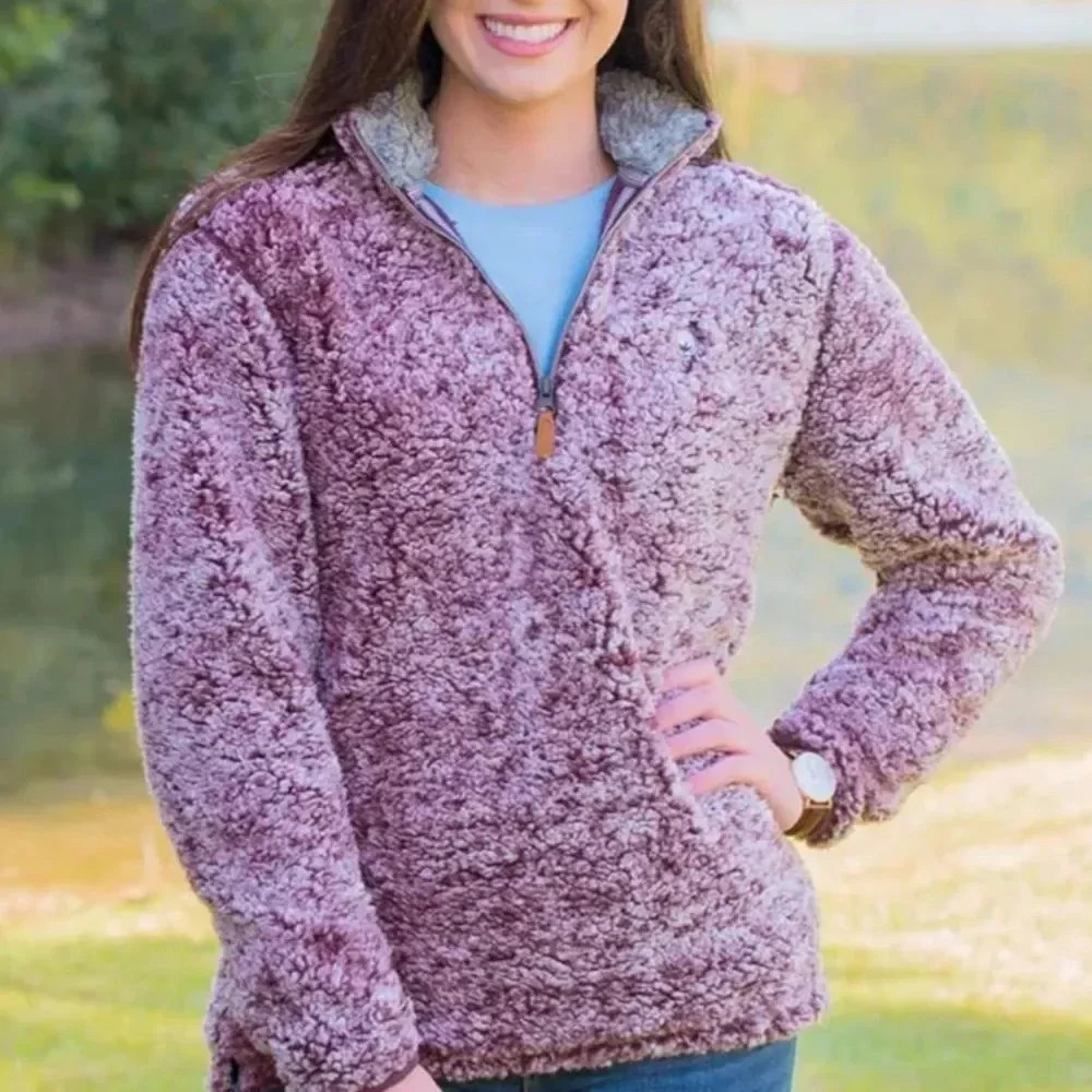 True Grit The Original Frosty Tipped Pullover Jacket Sherpa Vintage Wine XXL